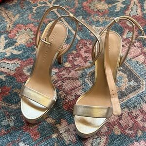 Veronica Beard DARCELLE Gold Slingback Platform Heels